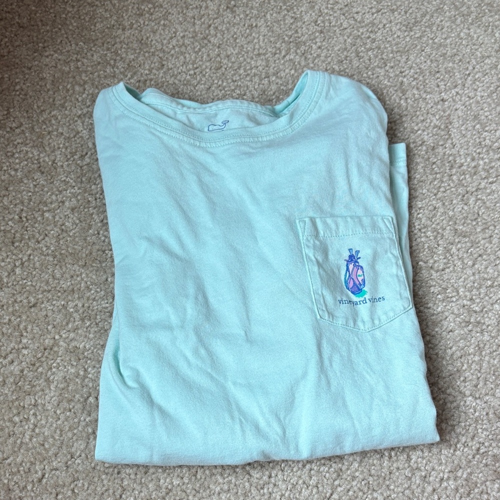 Vineyard Vines Golf Mint Green Pocket Tee with Embroidered Logo